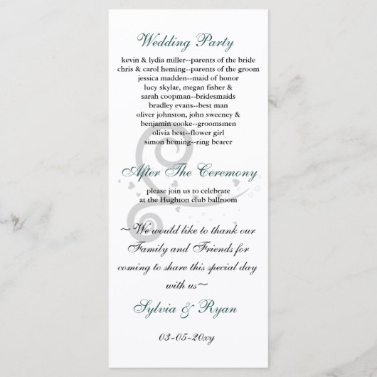 アクア結婚式 プログラム (裏面)