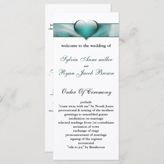 アクア結婚式 プログラム (正面/裏面)