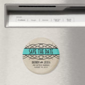アクア縁どフラリッシュSave the Date Magnet マグネット (インサイチュ (食洗機))