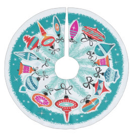 アクア縁どレトロオーナメント ブラッシュドポリエステルツリースカート