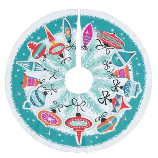 アクア縁どレトロオーナメント ブラッシュドポリエステルツリースカート (正面)