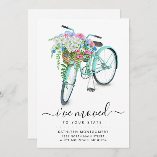 アクア自転車デイジーフローラバスケット移動 案内状 (正面/裏面)