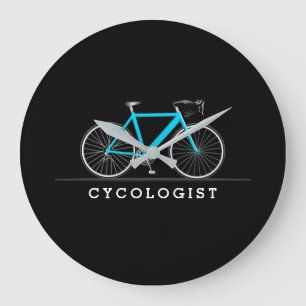 アクア自転車付き文字 ラージ壁時計
