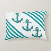 アクア航海のシップ/ボートいかり/ノット/アクアストライプ アクセントクッション (正面)