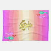 アクア航海の・ピンクキスをする・シーホース・ハート風呂 キッチンタオル (横)