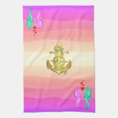 アクア航海の・ピンクキスをする・シーホース・ハート風呂 キッチンタオル (縦)