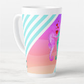 アクア航海の/ピンク/シーホースキスをするハート カフェラテマグ (左アングル)