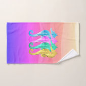 アクア航海の/ピンク/ブルー/金ゴールドシーホースビーチタオル バスタオルセット (ハンドタオル)