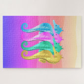 アクア航海の・ピンク・ブルー・金ゴールド・シーホースがピルオを投げる ジグソーパズル (横)