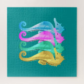 アクア航海の・ピンク・ブルー・金ゴールド・シーホースがピルオを投げる ジグソーパズル (横)