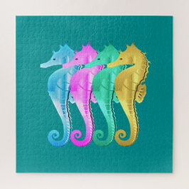 アクア航海の・ピンク・ブルー・金ゴールド・シーホースがピルオを投げる ジグソーパズル