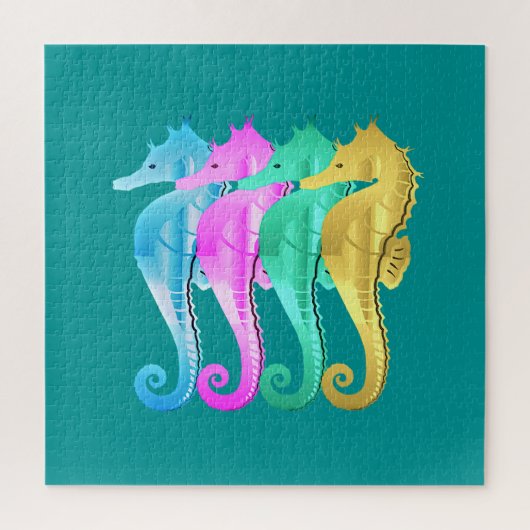 アクア航海の・ピンク・ブルー・金ゴールド・シーホースがピルオを投げる ジグソーパズル (縦)