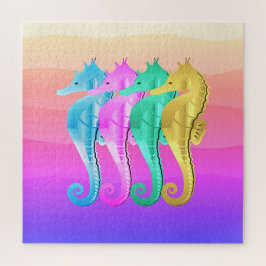 アクア航海の・ピンク・ブルー・金ゴールド・シーホースがピルオを投げる ジグソーパズル