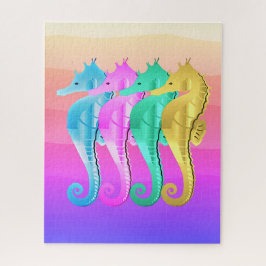 アクア航海の・ピンク・ブルー・金ゴールド・シーホースがピルオを投げる ジグソーパズル