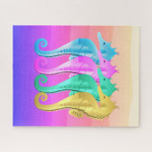 アクア航海の・ピンク・ブルー・金ゴールド・シーホースがピルオを投げる ジグソーパズル (横)