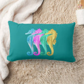 アクア航海の・ピンク・ブルー・金ゴールド・シーホースがピルオを投げる ランバークッション (ブランケット)