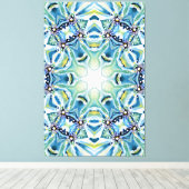 アクア芸術的カラーのシックなマンダラアートワーク キャンバスプリント (インサイチュ (ウッドフロア))