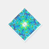 アクア芸術的カラーのシックなマンダラアートワーク スタンダードカクテルナプキン (角)