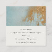 アクア芸術的ブルー金ゴールド油絵を描テクスチャロゴ スクエア名刺 (裏面)