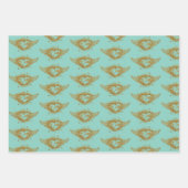 アクア芸術的&金ゴールドトリオ ラッピングペーパーシート (正面3)