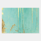 アクア芸術的&金ゴールドトリオ ラッピングペーパーシート (正面)