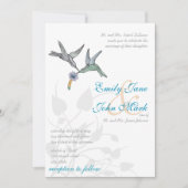 アクア薄紫コーラルハミングバード結婚式招待状 招待状 (正面)