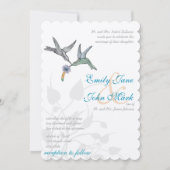 アクア薄紫コーラルハミングバード結婚式招待状 招待状 (正面)