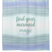 アクア薄紫水彩波マーメイド シャワーカーテン (正面)