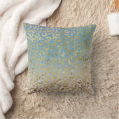 アクア赤面金ゴールドレオパードプリント    クッション (ブランケット)