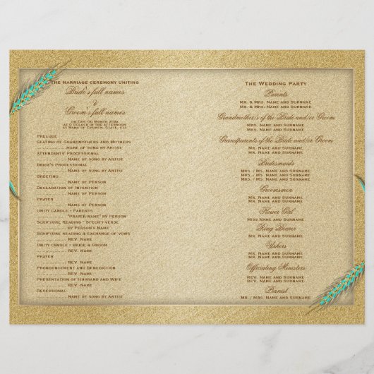 アクア金ゴールドウエディングプログラム小麦 (正面)