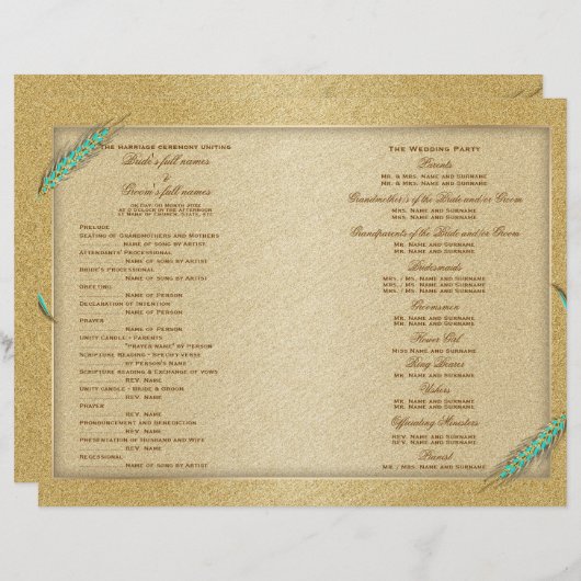 アクア金ゴールドウエディングプログラム小麦 (正面/裏面)