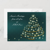 アクア金ゴールドクリスマスツリー企業の シーズンポストカード (正面/裏面)