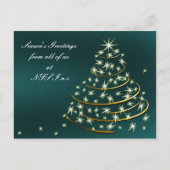 アクア金ゴールドクリスマスツリー企業の シーズンポストカード (正面)