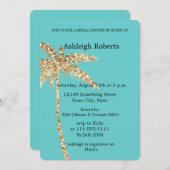 アクア金ゴールドグリジー金ゴールドパームツリーブライダルシャワー 招待状 (正面/裏面)