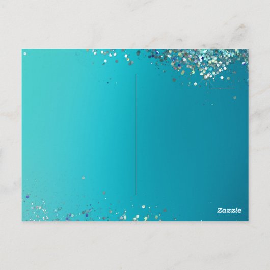 アクア金ゴールドグリッタースパークルマーメイド ポストカード (裏面)