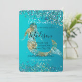 アクア金ゴールドグリッタースパークルマーメイド 招待状 (スタンド正面)