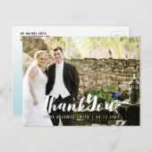 アクア金ゴールドグリッターパイナップルサンキューカード ポストカード (正面/裏面)