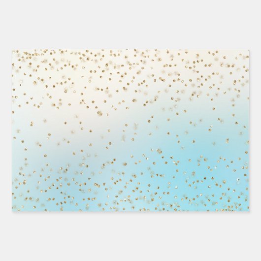 アクア金ゴールドグリッターマーメイドグリッツスパークル ラッピングペーパーシート (正面2)