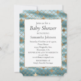 アクア金ゴールドグリッターマーメイド 招待状