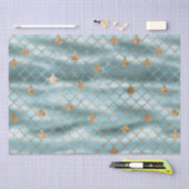 アクア金ゴールドグリッターマーメイド 薄葉紙 (クラフト)