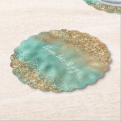 アクア金ゴールドグリッター紙吹雪 ペーパーコースター (アングル)