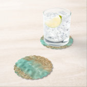 アクア金ゴールドグリッター紙吹雪 ペーパーコースター (インサイチュ)