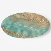 アクア金ゴールドグリッター紙吹雪       ペーパープレート (アングル)