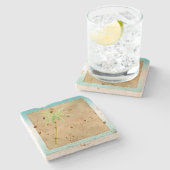 アクア金ゴールドグリッツグリッタートロピカルパームツリードリーム   ストーンコースター (横)