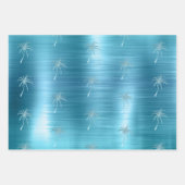 アクア金ゴールドグリッツグリッタートロピカルパームツリードリーム ラッピングペーパーシート (正面)