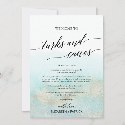 アクア金ゴールドタークスカイコスウェルカムレターの旅程 (正面)