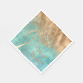 アクア金ゴールドパームツリーシャインブライトグリッター スタンダードランチョンナプキン (角)