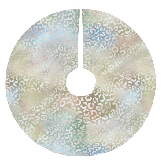 アクア金ゴールドヒョウ印刷 ブラッシュドポリエステルツリースカート (正面)