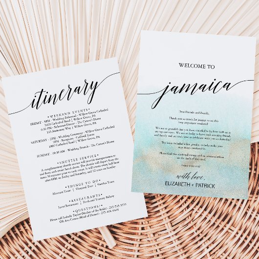 アクア金ゴールドビーチジャマイカウェルカムレター&旅程