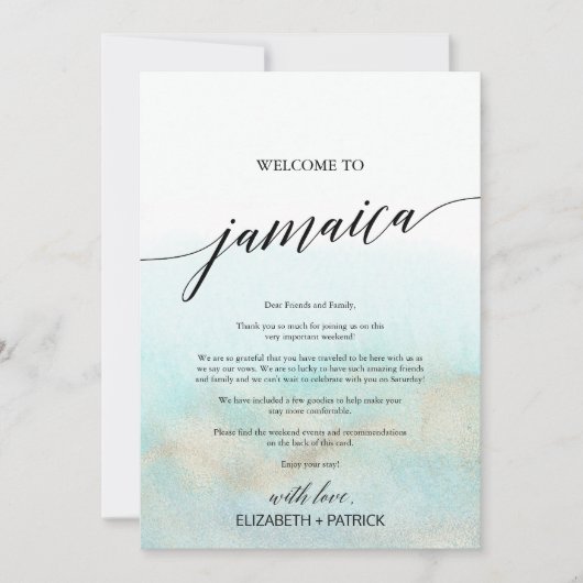 アクア金ゴールドビーチジャマイカウェルカムレター&旅程 (正面)